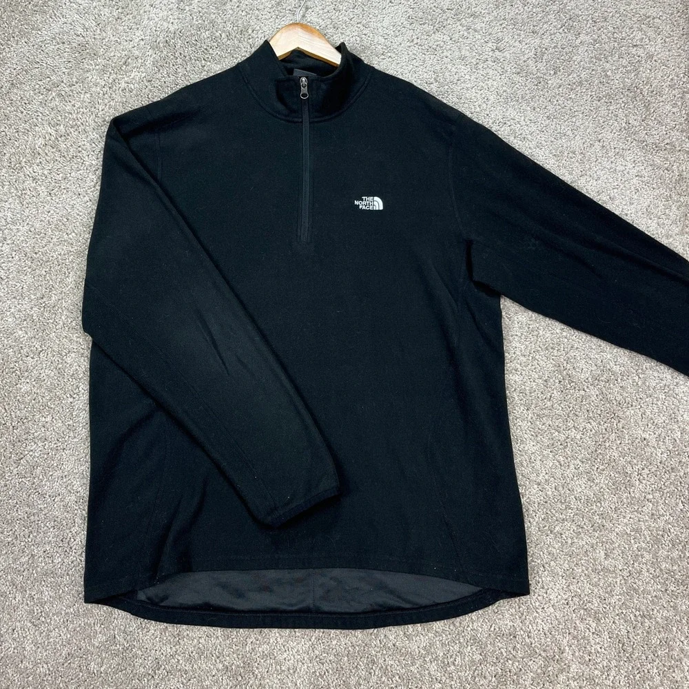 The North Face Pullover Mens XXL Black Long Sleeve Quarter Zip Fleece Thumbholes